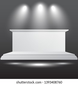 minimalist 3d stage performance presentation exhibition with blank LED backdrop screen and space for your image. 