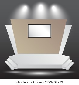 minimalist 3d stage performance presentation exhibition with blank LED backdrop screen and space for your image. 