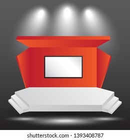 minimalist 3d stage performance presentation exhibition with blank LED backdrop screen and space for your image. 