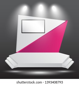 minimalist 3d stage performance presentation exhibition with blank LED backdrop screen and space for your image. 