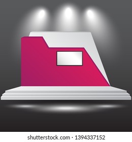 minimalist 3d stage performance presentation exhibition with blank LED backdrop screen and space for your image. 