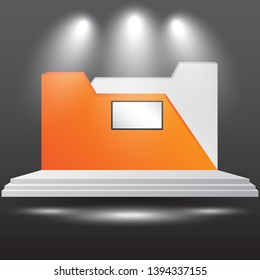 minimalist 3d stage performance presentation exhibition with blank LED backdrop screen and space for your image. 
