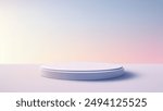 Minimalist 3D White Cylindrical Podium on Pastel Backdrop for Product Display and Branding