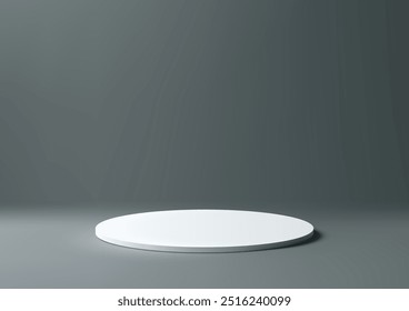 Minimalist 3D White Podium on Dark Gray Background, Versatile Platform for Product Display, Creative Concepts, and Modern Mockups with Sleek, Clean Design