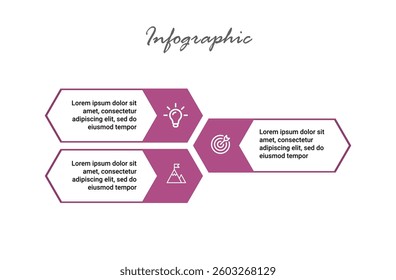Minimalist 3-step infographic template for process visualization, marketing layouts, and business presentation designs.