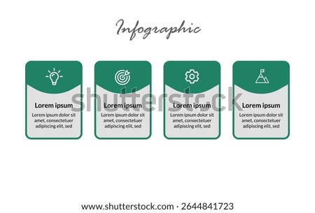 Minimalist 4-Stage Timeline Infographic – Vector Progress Bar with Arrows for Workflow Visualization, Strategy Steps, and Corporate Roadmaps.