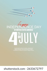 Minimalist 4th of July design with US Air Force jets in patriotic red, white, and blue. Great for Independence Day posters, cards, or ads.