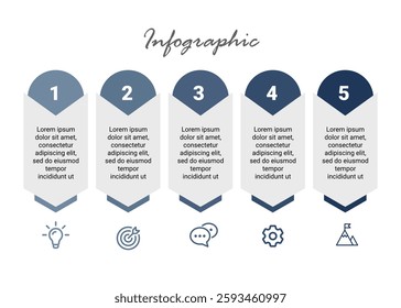Minimalist 5-Step Process Infographic, Flowchart, Business Workflow, Visual Diagram, Process Steps, Presentation Layout, Data Infographic