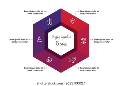 Minimalist 6-step infographic template for presenting business processes, marketing plans, workflow designs, and analytical insights with clarity.