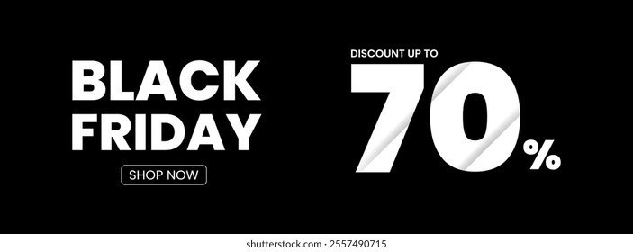 Minimalist 70% discount black friday on black bakcground