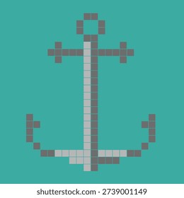 Minimalist 8-bit pixel art anchor icon