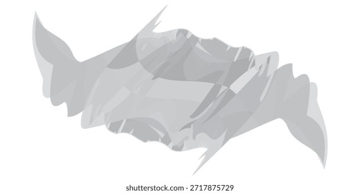 Uma renderização em 3D abstrata e minimalista de uma forma escultural, fluida e branca sobre um fundo branco.