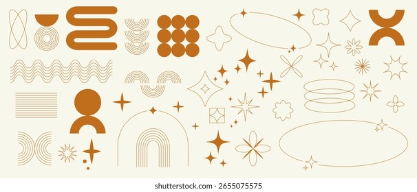 Minimalist abstract aesthetic line art elements collection