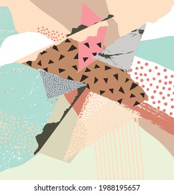 Minimalist  abstract art background with textural spots. Modern graphic collage.