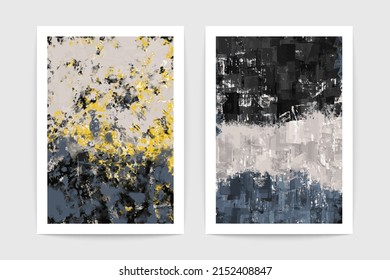 Minimalist abstract art posters. Geometry hand drawn chaotic painted graphic print, contemporary wall decor. Vector set