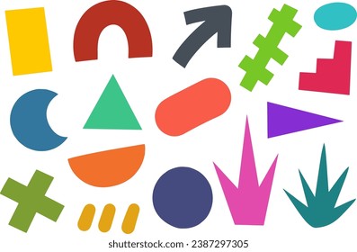 Colección vectorial de formas de arte abstracto minimalista. Conjunto de varias formas abstractas. Doodles dibujados a mano. Ilustración vectorial aislada.