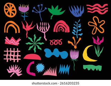 Minimalist abstract art shapes vector collection. Set of doodle element
