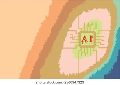 Minimalist abstract Artificial intelligence theme. Paper cut effect, stylish geometric, brush paint, splash background for poster, banner, sticker or flyer. Book title idea in vector format. EPS 10.