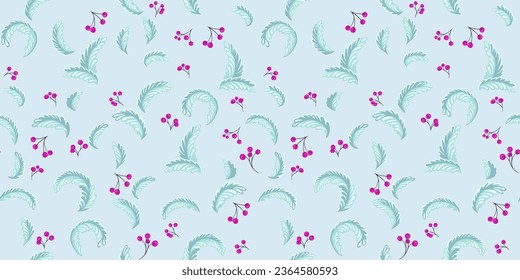  Patrón minimalista, abstracto, artístico de ramas y ramas bayas. Impresión dibujada a mano por vectores. Plantilla para textil, diseño de superficie, papel, cubierta, tela