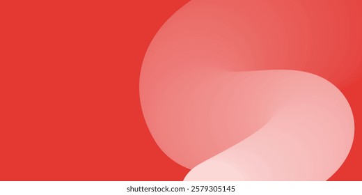 Minimalist abstract artwork featuring a red and pink translucent curvy shape on a red background, copyspace. Modern geometric composition ideal for branding, backgrounds, and digital design projects.