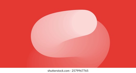 Minimalist abstract artwork featuring a red and pink translucent curvy shape on a red background, copyspace. Modern geometric composition ideal for branding, backgrounds, and digital design projects.