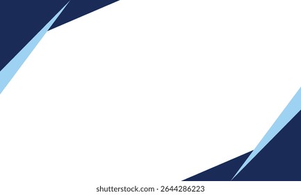 Minimalist abstract background with angular blue and navy shapes bordering a clean white center. Perfect for modern presentations, business cards, or digital content design.
