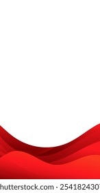 Un diseño de fondo abstracto minimalista con tres ondas rojas con un sutil gradiente y delgadas líneas rojas sobre un fondo blanco. 