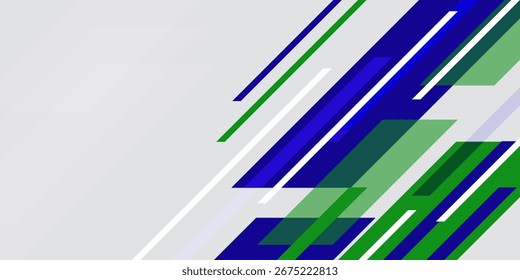 Minimalist abstract background with dynamic blue and green diagonal lines on a light gray backdrop. Perfect for corporate design, technology, presentation slides, banner, poster, and web template.