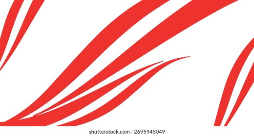 A minimalist abstract background with dynamic red curved lines and stripes flowing across a clean white canvas, creating a sense of motion and energy.