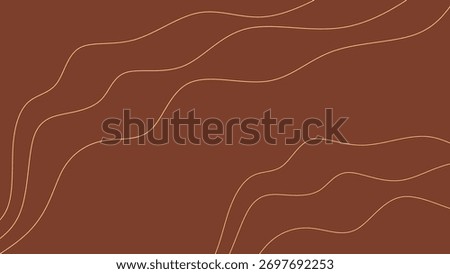 Minimalist abstract background with elegant thin wavy lines. Dark chocolate or coffee background with subtle beige wave pattern. Abstract topography line art or minimalist wood grain texture.