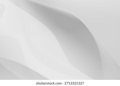 Um fundo abstrato minimalista apresenta curvas fluidas de branco e cinza