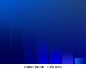 Fondo abstracto minimalista con un gradiente azul con barras rectangulares de Vertical de diferentes alturas, creando una sensación de crecimiento, visualización de datos o tecnología digital.