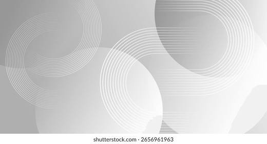 Fondo abstracto minimalista con ondas grises limpias con Gradientes sutiles y capas circulares.