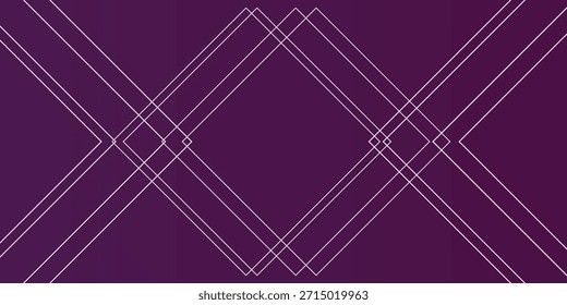 Ein minimalistischer abstrakter Hintergrund mit einem dunklen violetten Farbverlauf mit sich kreuzenden weißen Linien, die geometrische Diamanten- und 'X'-Muster bilden. Dieses moderne Design schafft ein Gefühl von Tiefe und Struktur.