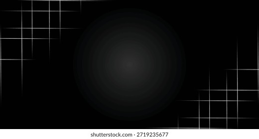 Un fondo abstracto minimalista que presenta un espacio oscuro lleno de degradados con un sutil resplandor central, enmarcado por líneas de rejilla luminosas en las esquinas, creando una estética moderna y tecnológica.