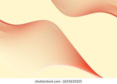 A minimalist abstract background featuring flowing, wavy lines in shades of red and orange against a soft yellow backdrop, creating a sense of movement and depth.
