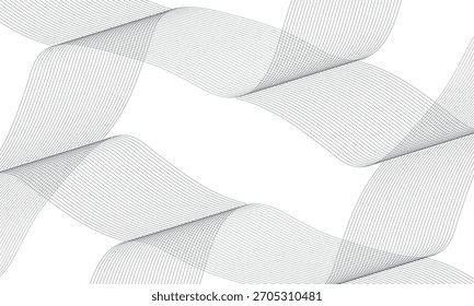 Um plano de fundo abstrato minimalista com padrões de onda fluente criado com linhas cinzas sutis em um plano de fundo branco.