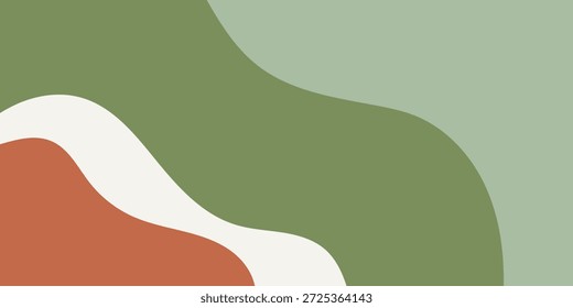 Um plano de fundo abstrato minimalista com formas orgânicas fluindo em cores terrosas suaves como terracota, creme e verde sábio.