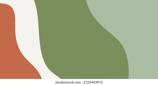 A minimalist abstract background featuring flowing organic shapes in muted earthy colors like terracotta, cream, and sage green.