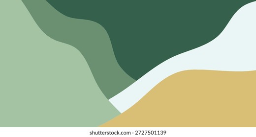 Ein minimalistischer abstrakter Hintergrund mit fließenden organischen Formen in Grün-, Beige- und Weißtönen, die eine moderne und ruhige Ästhetik schaffen.