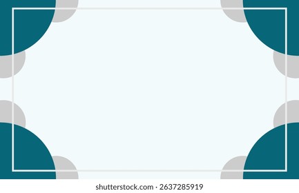 Minimalist abstract background featuring geometric corner elements in teal and gray tones with a white center, ideal for modern design layouts, business templates, and digital presentations.