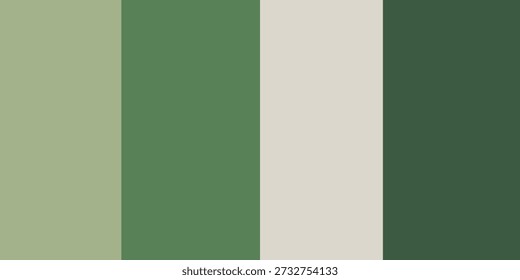 Un fondo abstracto minimalista con una paleta de colores armoniosos de varios tonos de verde y un beige suave, dispuestos en franjas de Vertical limpias.