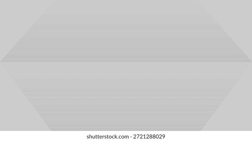 Un fondo abstracto minimalista con una Grande forma hexagonal llena de delgadas líneas grises Horizontales, creando un patrón texturizado sutil y una estética moderna.