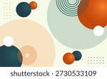 A minimalist abstract background featuring overlapping circles and geometric patterns in a muted color palette