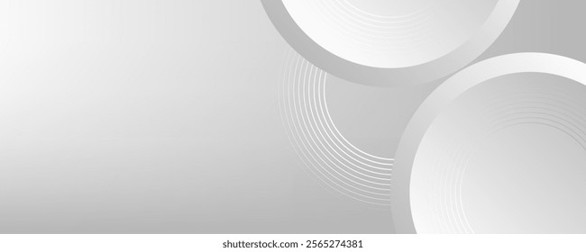 minimalist abstract background featuring overlapping curves and circular shapes in various shades of gray,