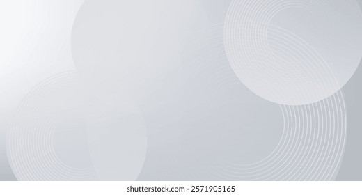 A minimalist abstract background featuring overlapping curves and circular shapes in various shades of gray, creating a smooth gradient and subtle depth