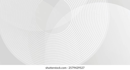 A minimalist abstract background featuring overlapping curves and circular shapes in various shades of gray, creating a smooth gradient and subtle 