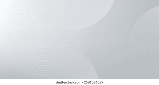 A minimalist abstract background featuring overlapping curves and circular shapes in various shades of gray, creating a smooth gradient and subtle depth
