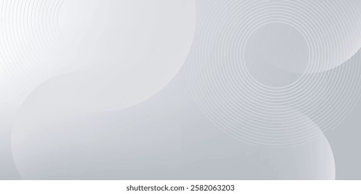 A minimalist abstract background featuring overlapping curves and circular shapes in various shades of gray, creating a smooth gradient and subtle depth
