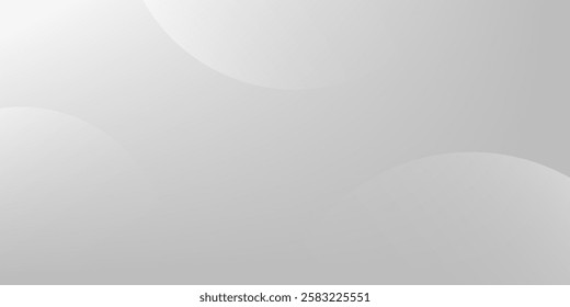 A minimalist abstract background featuring overlapping curves and circular shapes in various shades of gray, creating a smooth gradient and subtle depth